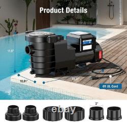 Variable Speed Pool Pump, 110V/230V 1.5 HP Pool Pump Inground with Self Priming
