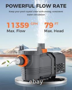 Varpoolafye Variable Speed Inground Swimming Pool Pump Above Ground 3.0HP /Timer