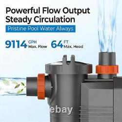 Varpoolfaye 1.8HP In Ground Variable Speed Swimming Pool Pump with Filter Basket