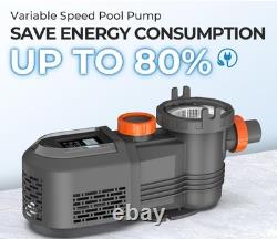 Varpoolfaye 1.8HP In Ground Variable Speed Swimming Pool Pump with Filter Basket