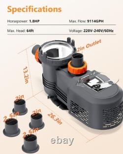Varpoolfaye 1.8HP Inground Swimming Pool Pump Variable Speed Energy Saving 240v Varpoolfaye 1.8HP Inground Swimming Pool Pump Variable Speed Energy Saving 240v
