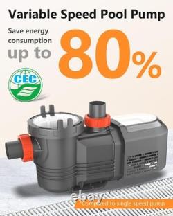 Varpoolfaye 1.8HP Inground Swimming Pool Pump Variable Speed Energy Saving 240v