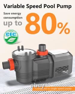 Varpoolfaye 2.5 HP Inground Variable Speed Swimming Pool Pump withLarge Strainer