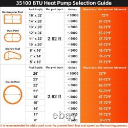 Varpoolfaye 240V Inground Heat Pump Swimming Pool and Spa Heater 35100 BTU