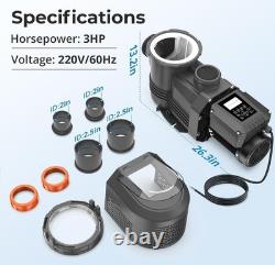 Varpoolfaye Var Speed Pump 3HP 240V Inground Variable Speed Swimming Pool Pump