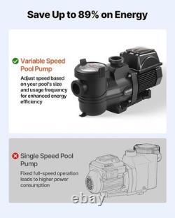Vevor 1.5Hp Variable Speed Pool Pump 220V 132 Gpm Wifi App Control Timer