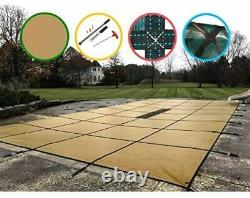 Water Warden Rectangle Inground Pool Safety Cover 16 x 32 ft Laminate Solid Tan