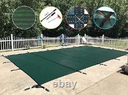 WaterWarden Safety Inground 16' x 32', Rectangle Swimming Pool Cover, Green Mesh