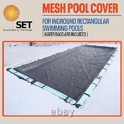 Winter Mesh Pool Cover Inground 16X36 Rectangle Swimming Pool with Cover Tubes