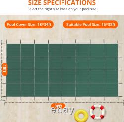 Winter Pool Cover Rectangle Safety Inground Swimming Pool Cover Green 400LBS