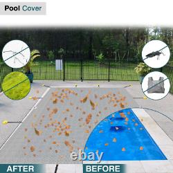 Winter Rectangle Above Inground Swimming Pool Heavy Duty Safety Cover Gray