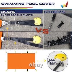 Wire Rope Rectangular Inground Swimming Pool Winter Cover Pool Safety-Orange