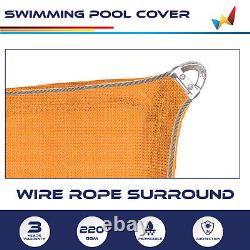 Wire Rope Rectangular Inground Swimming Pool Winter Cover Pool Safety-Orange