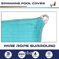 Wire Rope Rectangular Inground Swimming Pool Winter Cover Pool Safety-Turquoise
